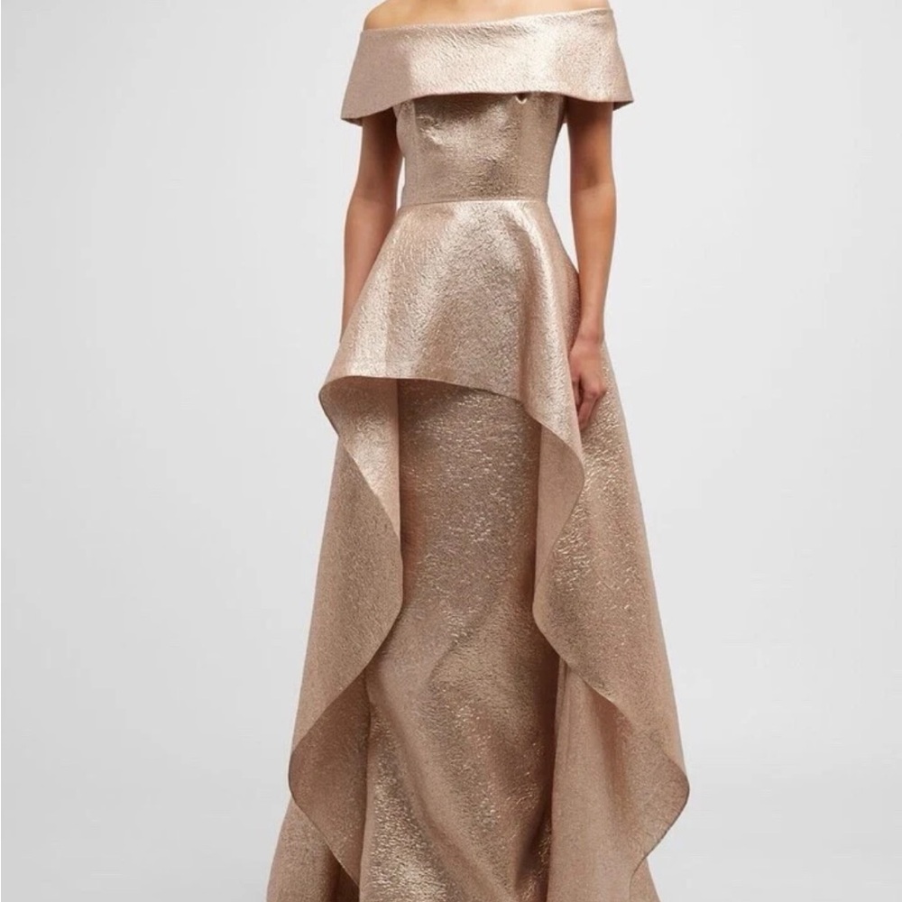 🥂🍾🎊 Teri Jon Gold/bronze metallic Dress - Picture 3 of 13